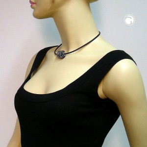 Halskette Stufenperle altchrom Gummi 42cm