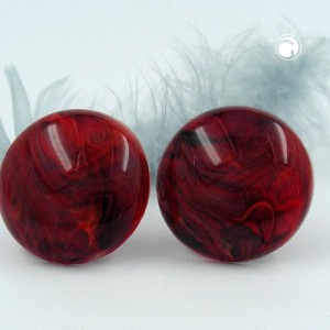 Ohrring 30mm Riss rot-schwarz-glänzend