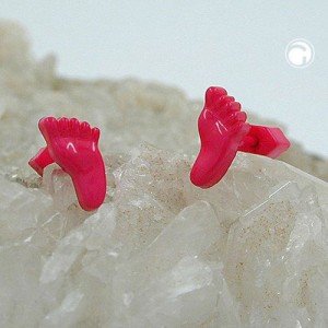 Ohrstecker kleine Füße pink Vollplastik