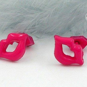 Ohrstecker Mund pink Vollplastik