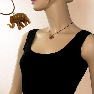 Collier Halskette Elefant mini braun-glänzend 40cm