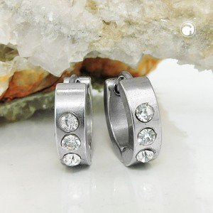 Creolen Ohrringe glänzend Zirkonia Edelstahl