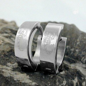 Creolen Ohrringe Lasermuster Skorpion Edelstahl