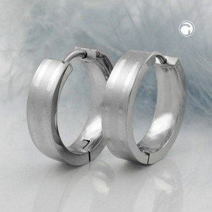 Creolen Ohrringe 19x5mm matt/glänzend Edelstahl