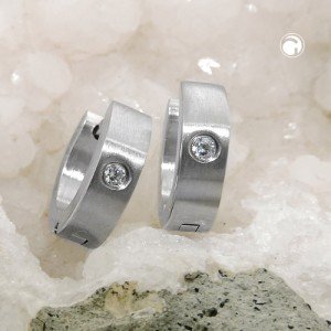 Creolen Ohrringe matt Glasstein Edelstahl