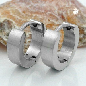 Creolen Ohrringe 13x4mm matt Edelstahl