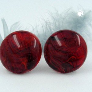 Ohrring 30mm Riss rot-schwarz-glänzend