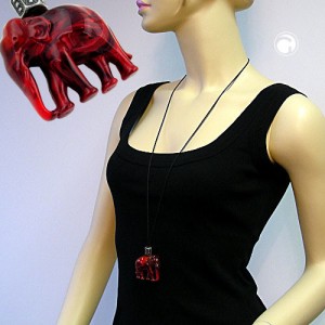 Halskette Elefant rot altsilber 90cm