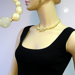 Collier Halskette gelbton-gold Perle kristal 42cm