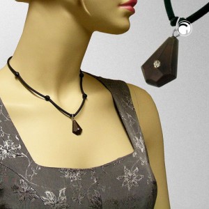 Collier Halskette Trapez mit Glasstein khaki 45cm