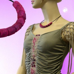 Collier Halskette Schrägperle pink-marmoriert 45cm