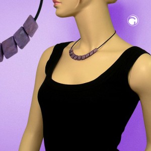 Collier Halskette Schrägperle lila-marmoriert 45cm
