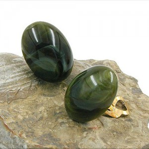 Ohrring oval 25 khaki-marmoriert