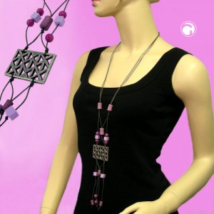 Halskette Gitter altsilber lila-flieder 90cm