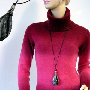 Halskette Tropfen schwarz-silbergrau 100cm