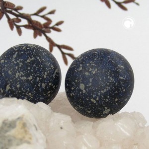 Ohrring 22 schwarz-blau-beige gespritzt