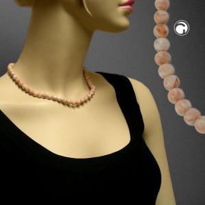 Collier Halskette Perle 8mm beige-marmor 45cm