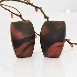 Ohrring Trapez braun-metallic marmor matt