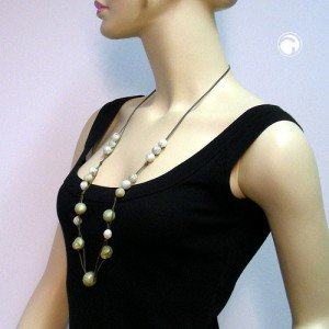 Halskette seide-oliv oliv-weiß-marmor 90cm