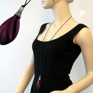 Halskette Tropfen violett-marmoriert 100cm