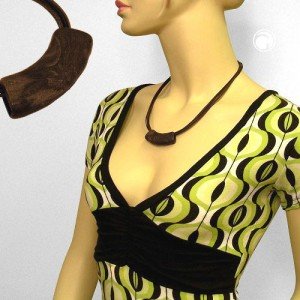 Halskette Rohr flach-gebogen dunkelbraun 45cm