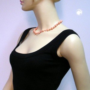 Collier Halskette lachs-weiß-marmor silber 45cm