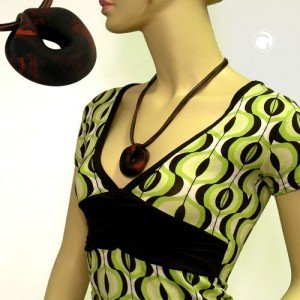 Collier Halskette Amulett braun-marmor metallic 55cm