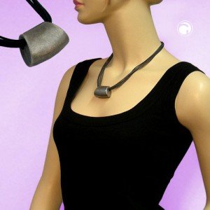 Collier Halskette Trapez-Anhänger altsilber 50cm