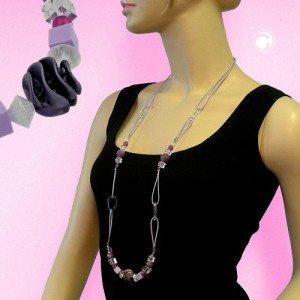 Collier Halskette Spiralperle flieder-lila 100cm