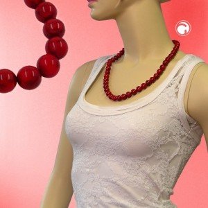 Collier Halskette Perlen 10mm himbeer-rot 55cm