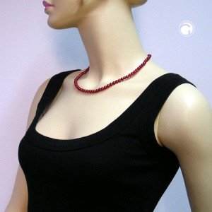 Collier Halskette Perlen 6mm weinrot-seide 45cm