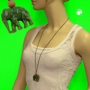 Collier Halskette Elefant oliv-marmoriert Holz 100cm