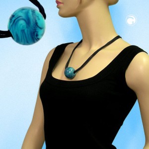 Halskette türkis-blau-marmoriert 60cm