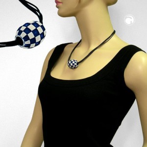 Collier Halskette Olive elfenbein-blau 50cm