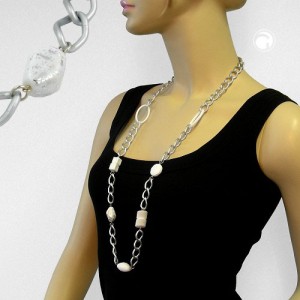 Collier Halskette Weitpanzer Perle weiß 90cm