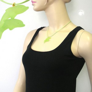 Halskette springende Delfine grün-matt 45cm