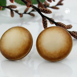 Ohrstecker elfenbein Rand braun