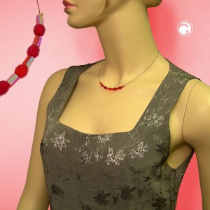 Collier Halskette Glas Schliffperle rot-rot AB 40cm