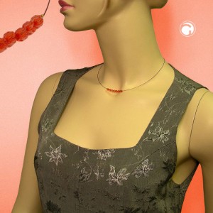Collier Halskette Glas facettiert rot Draht 40cm