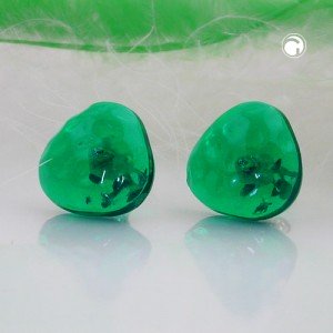 Ohrstecker grün-transparent gehämmert