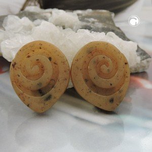 Ohrring spitzoval kleine Schnecke braun