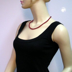 Collier Halskette Perlen 6mm weinrot-seide 50cm