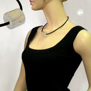 Collier Halskette 8-Eck-Walze kristal-spuckgold 42cm