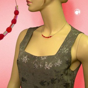 Collier Halskette Glas Schliffperle rot-rot AB 40cm