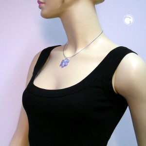 Collier Halskette Blüte blau-silber 40cm
