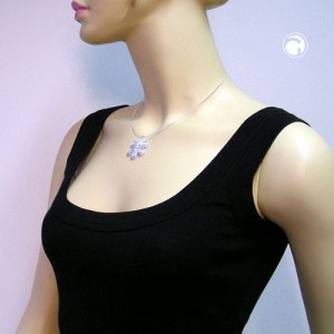 Collier Halskette Blüte grau-silber Draht 40cm