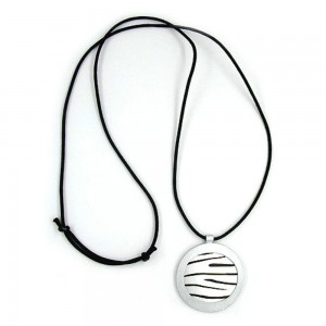 Halskette Scheibe silber-schwarz 90cm