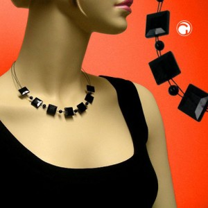 Halskette Quadrat Schliff schwarz 45cm