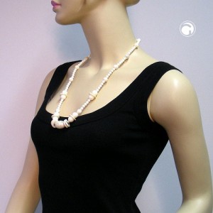 Collier Halskette Perlen cremefarben 70cm