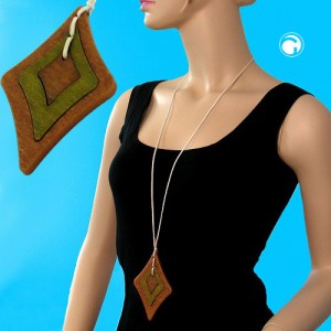 Collier Halskette Rautenbarock braun grün 3-tlg 90cm